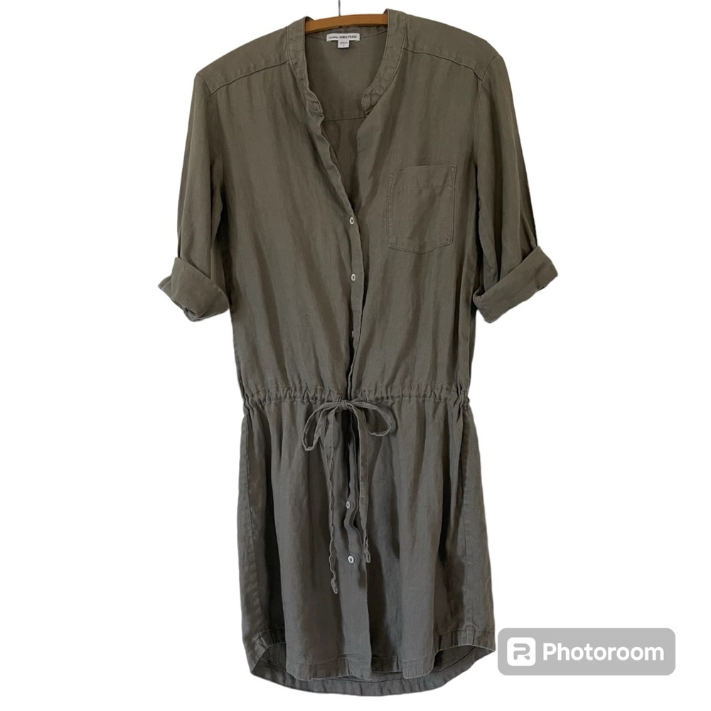Standard James Perse Drawstring waist, button shirt  dress. Khaki green, Size 1